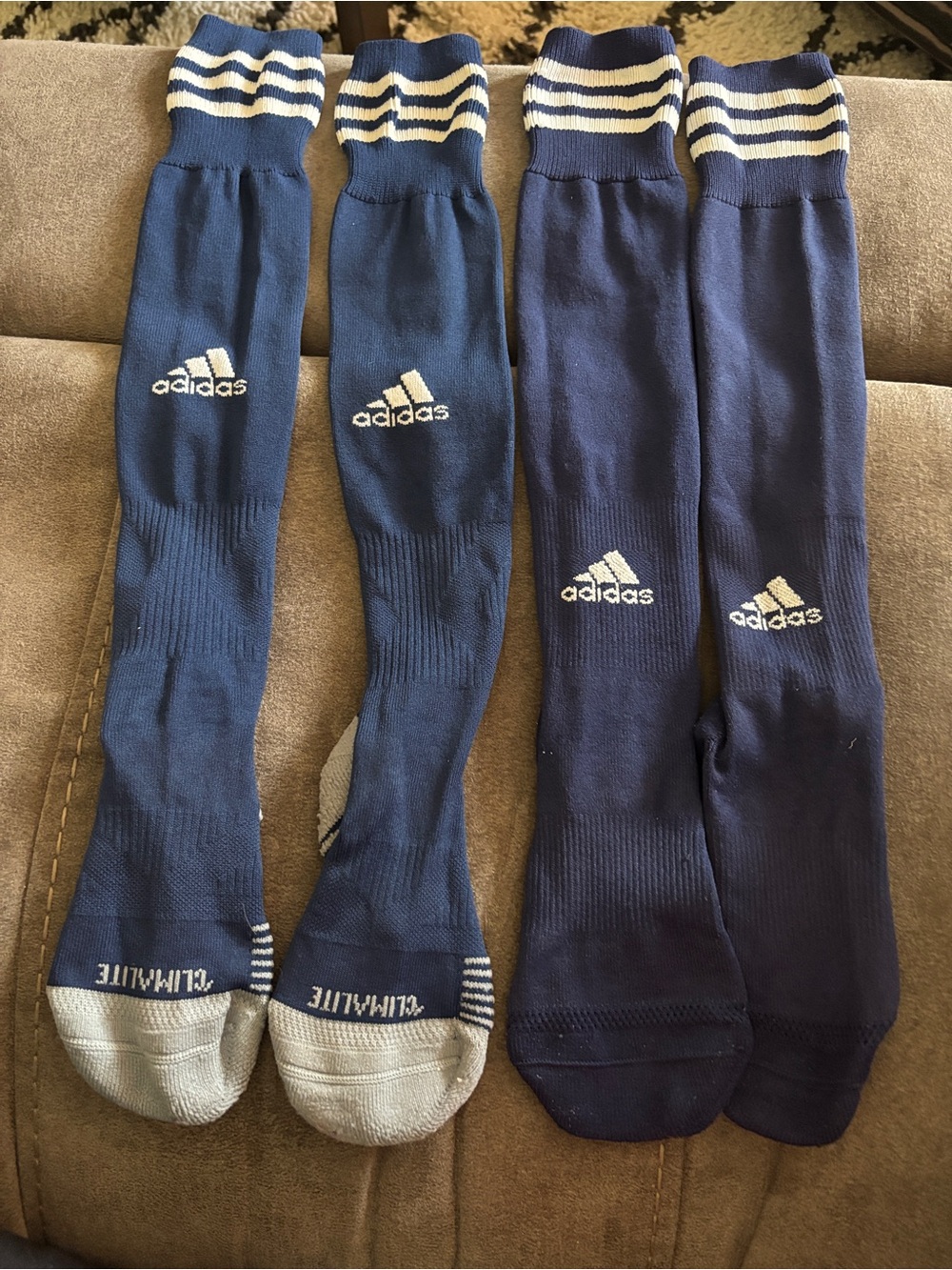 adidas Navy and White Athletic Soccer Socks - 2 pair